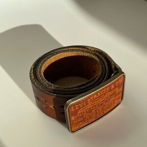 Vintage 70's LEVI STRAUSS & Co San Francisco Cal Belt & Stamped Leather Buckle